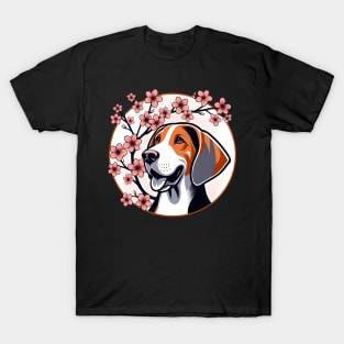 American English Coonhound Enjoys Spring Cherry Blossoms T-Shirt